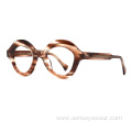 Oversized Round Unisex Bevel Acetate Frame Optical Glasses